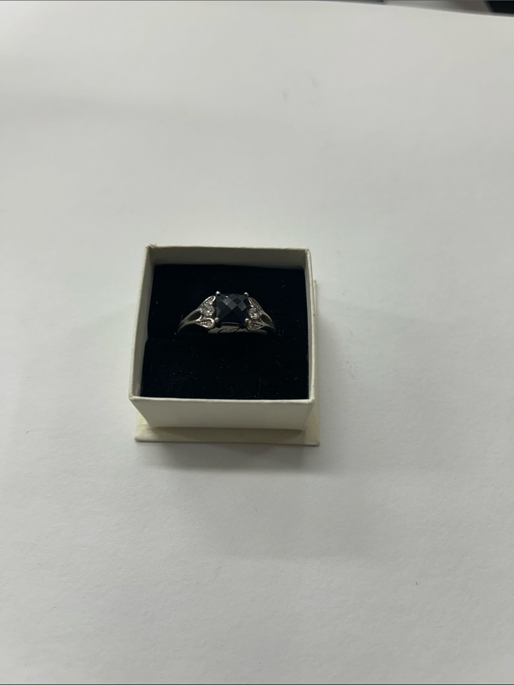 925 Sterling Silver Black Stone Filigree Ring Size 9